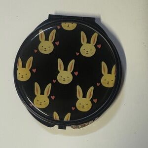 Black and Gold Bunny Compact Mirror
